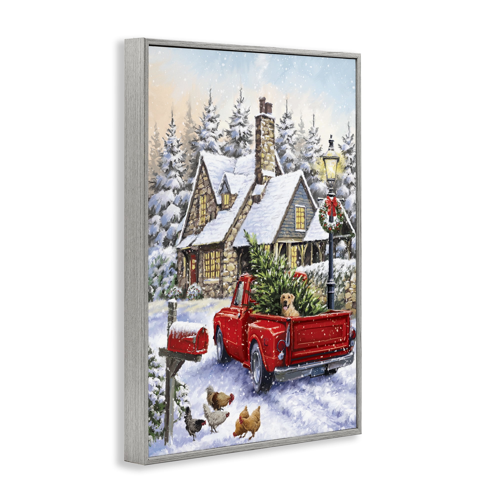 Stupell Industries Rustic Holiday Scene Holiday Painting Gray Framed Art Print Wall Art, 20 x 30