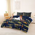 thumbnail image 2 of Castle Fairy Panfish Tile Duvet Cover King,Mixed Bass Navy Pattern King Bedding,Moss Navy,Navy Blue Reversible,3 Pieces,No Comforter,1 Duvet Cover and 2 Pillowcases, 2 of 6