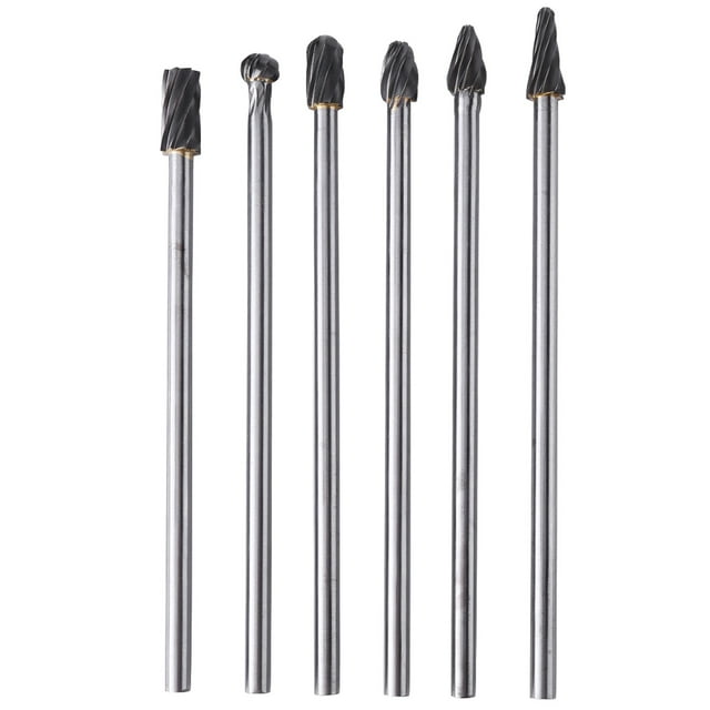 Juego de 6 fresas rotativas de carburo de tungsteno y aluminio, vástago de 6 mm, diámetro de corte de 10 mm.