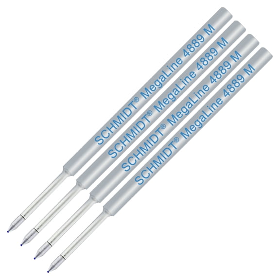 4 Pack - Schmidt MegaLine 4889 Pressurized Refill - Blue Ink, Medium Tip