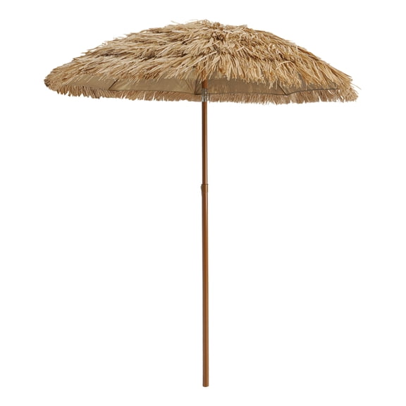 Beach Umbrella with 360° Rotation - 6-Piece Set, 4.76ft Wide Canopy for Outdoor Camping/Picnic (Brown, 6.23ft Tall)