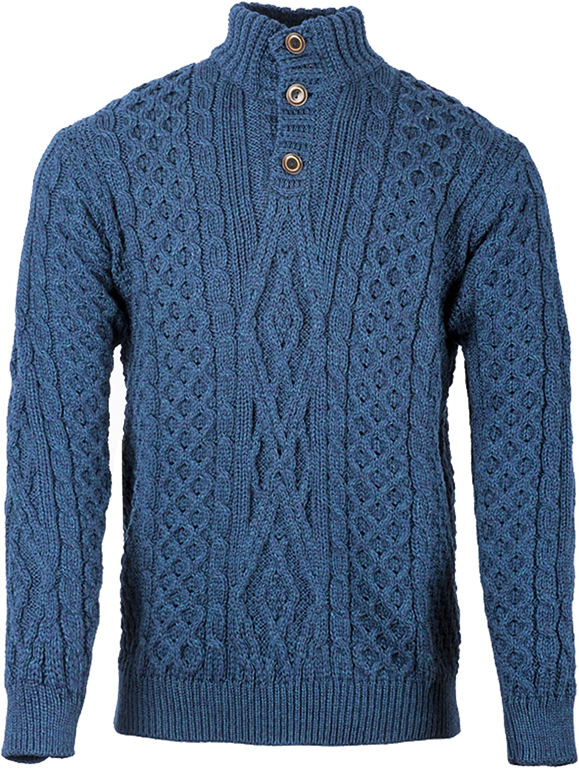 Aran Woollen Mills Button-Up Collar Cardigan Sweater Celtic Troyer 100%  Premium Merino Wool Jumper Men`s Pullover Made in Ireland