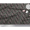 thumbnail image 2 of Soimoi Black Poly Georgette Fabric Leaves & Azalea Floral Fabric Prints By Yard 52 Inch Wide, 2 of 3
