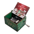thumbnail image 3 of CoreLiving Hand Crank Wooden Music Box Green with 'Merry Christmas' Typography and Bells, Festive Musical Novelty, Xmas Holiday Souvenir Gift, Green, 1 Pack, 3 of 5