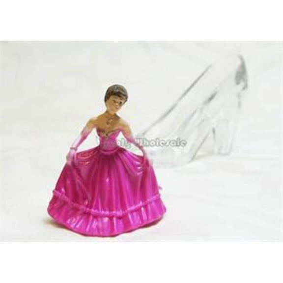Plastic Mini Cinderella Doll Favors Decoration - Fuchsia (12 Pieces)