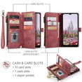 thumbnail image 2 of ELEHOLD for Samsung Galaxy A36 5G Case for Men Women Wallet Case, Premium Leather Shockproof Purse Case with Credit Card Slots Zipper Pocket Anti-Loss Wriststrap Samsung Galaxy A36 5G,Red, 2 of 9