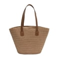 thumbnail image 1 of Bolsos grandes de paja hechos a mano para mujer, bolsos de mano tejidos elegantes de verano para la playa, bolsos de hombro, 1 of 7