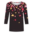 thumbnail image 5 of Plus Size 3/4 Sleeve Tops for Womens Valentines Trendy Tshirts Casual Basic Crewneck T Shirt Outfit, 5 of 5