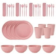 thumbnail image 1 of Nvzi Wheat Straw Dinnerware Sets, 32-Piece Plates and Bowls Sets, Cutlery, Microwave Safe Unbreakable Dinnerware for Parties, Picnic, College Dorm, Camping Light Pink, 1 of 4
