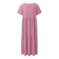 thumbnail image 4 of Vestido largo asimétrico informal con cuello en V para mujer - Bajo acampanado - Color liso - Poliéster - Versátil para cualquier ocasión - Tallas S-XXXXXL, 4 of 5