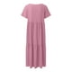 thumbnail image 4 of Vestido largo asimétrico informal con cuello en V para mujer - Bajo acampanado - Color liso - Poliéster - Versátil para cualquier ocasión - Tallas S-XXXXXL, 4 of 5