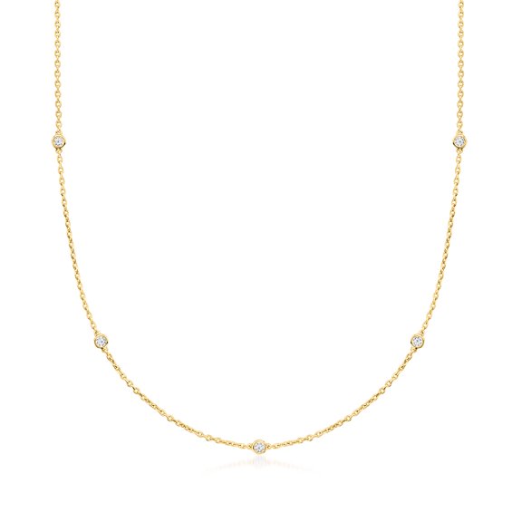 Ross-Simons 0.33 ct. t.w. Lab-Grown Diamond Station Necklace in 18kt Gold Over Sterling, Women's, Adult