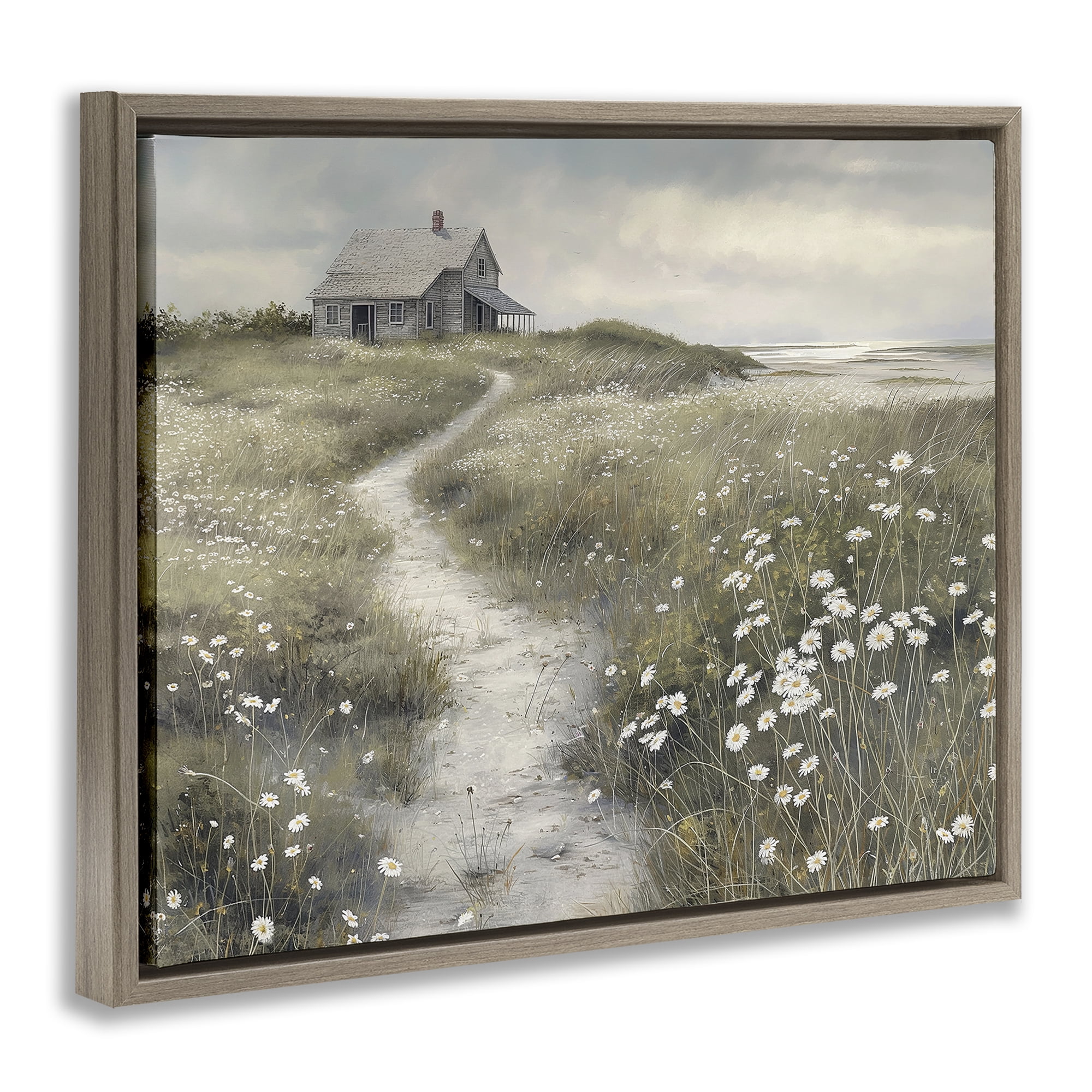Stupell Industries Pathway To Coastal Cottage Brown Framed Floater Canvas Wall Art, design by Imagine It Images
