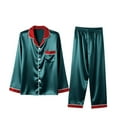 thumbnail image 2 of Fznquz Christmas Pajamas for Family Satin Matching Loungewear 2 Piece Button Down Xmas Pjs, 2 of 5