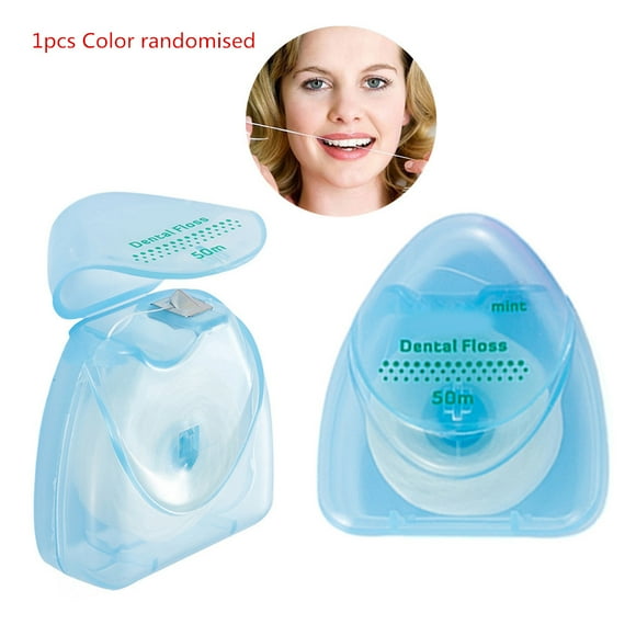 Hilo Dental de 50m, higiene bucal, limpieza de dientes, carrete de hilo Dental, palillo de dientes, cuidado bucal