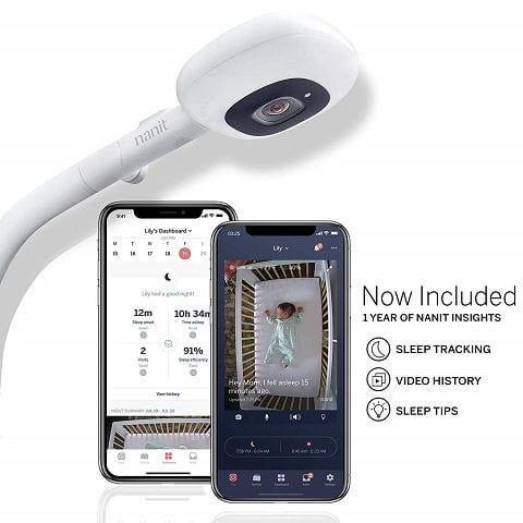 Nanit Plus Smart Baby Monitor And Floor Stand Camera With Hd Video Audio Sleep Tracking Night Vision Temperature Humidity Sensors And Two Way Audio Walmart Com Walmart Com
