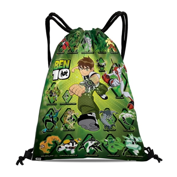 Drawstring Backpack for Ben 10 Drawstring Pocket Adults Women Men Party Favor Bags Sports for Gym Travel Swimming Hiking Camping Tote Bag 11.8 × 15.7 in