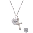 thumbnail image 2 of Delight Jewelry Silvertone Little Sister on AB Crystal Heart Be Strong and Courageous Engraved Cross Zoey Necklace, 28", 2 of 4