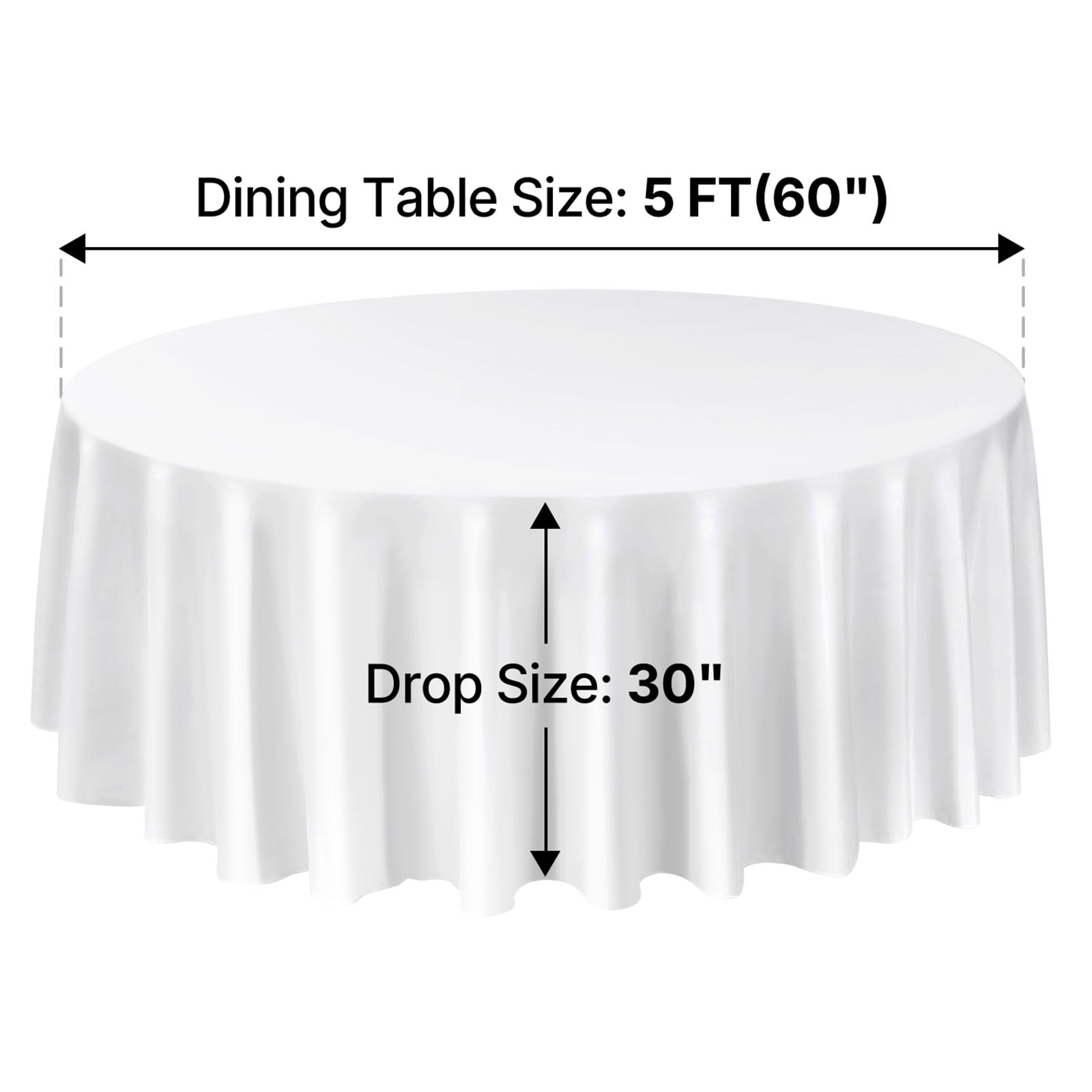 VEVOR White Round Tablecloths 10 Pack, 120 Inches in Diameter, Stain- & Wrinkle- Resistant, Machine Washable Table Clothes, Polyester Fabric Table Covers for Wedding, Party, Banquet, Formal Events