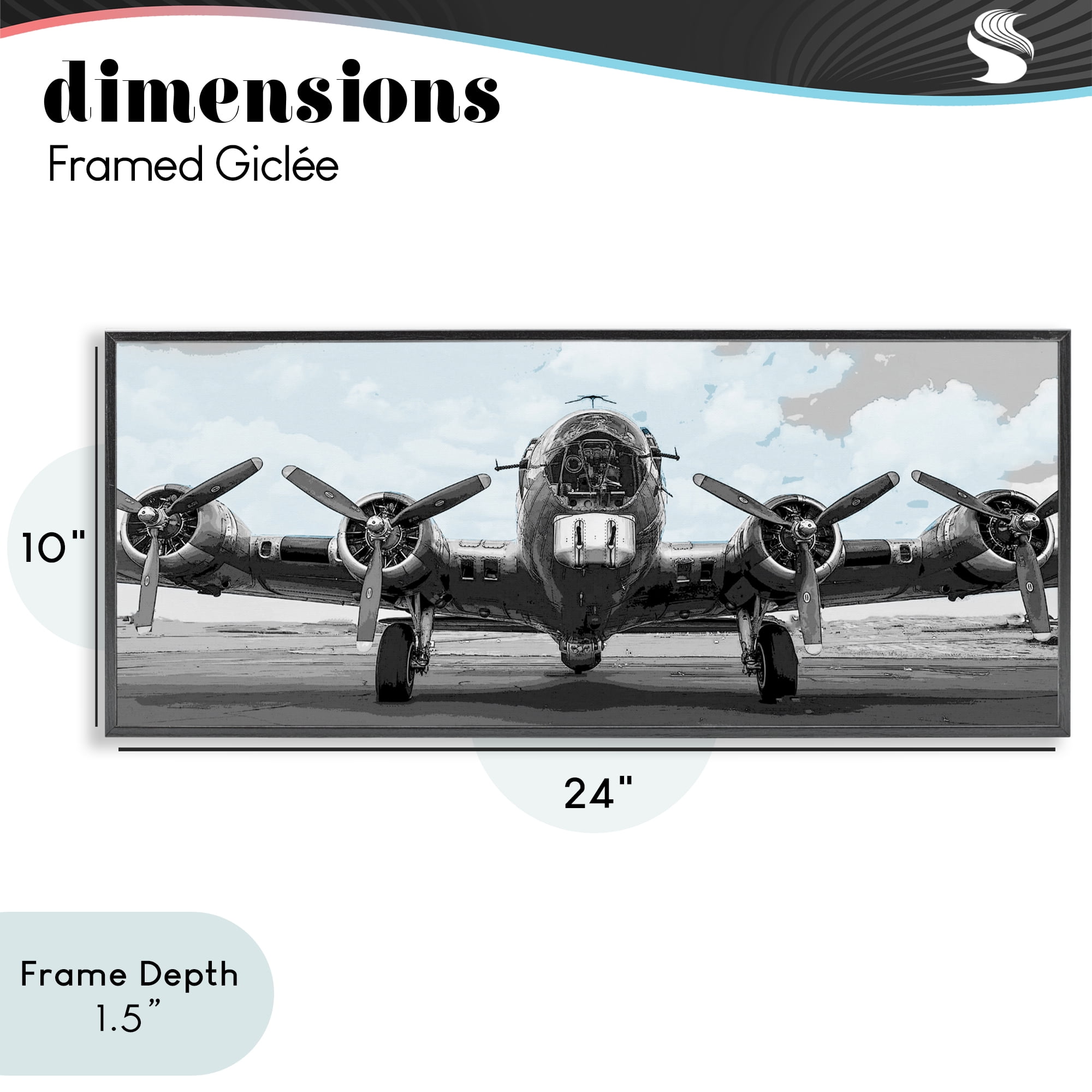 Stupell Industries Historic Aviation Aircraft Black Framed Giclee Art, design by Kim Allen