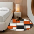 thumbnail image 3 of Burnt Orange Black Grey Round Rug 4ft Washable Circle Entryway Rugs Non Slip Modern Geometric Abstract Area Rug Indoor Floor Carpet for Bedroom Kitchen Living Room Home Office Dining Room Nursery, 3 of 8