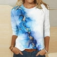thumbnail image 3 of Birdeem Mode Femme Manches Courtes Col Rond Rétro Imprimé Haut Ample Blouse Manches Trois-Quarts, 3 of 4