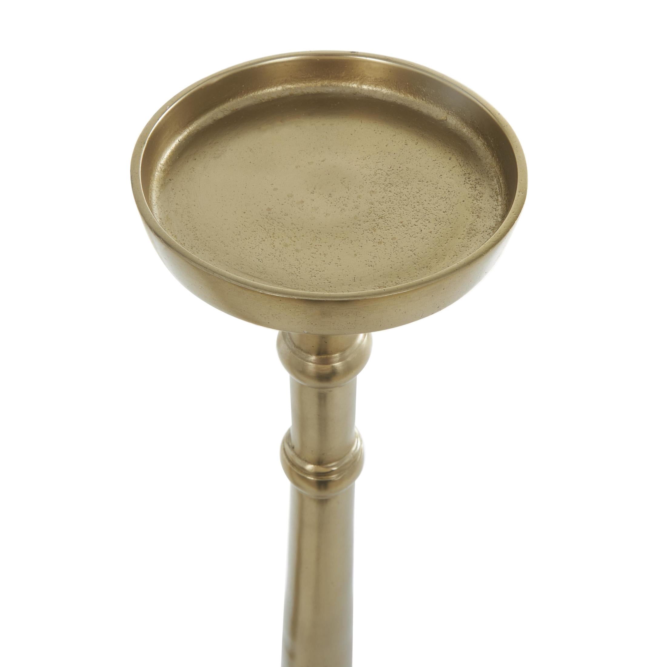 DecMode 2 Candle Gold Aluminum Metal Tall Floor Candle Holder, Set of 2