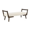 thumbnail image 4 of GZXS 52" Upholstered Chenille Bench in Beige, Mid-Century Modern Channel-Tufted Seat with Walnut Rubber Wood Frame, Easy Assembly, 4 of 8