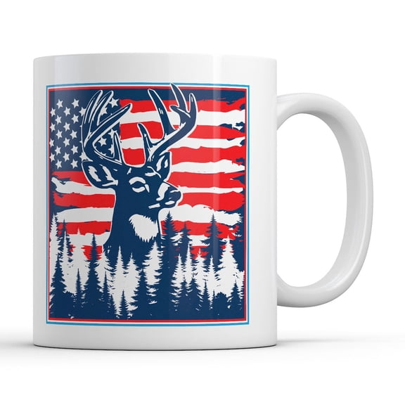 USA Buck Mug Funny Sarcastic Fourth Of July Graphic Novelty Deer Coffee Cup