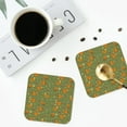 thumbnail image 4 of Honeii Squirrel And Nuts print Leather Coaster Set of 4, ideal for safeguarding your furniture from drinks spills and effortless cleanup-Square, 4 of 6