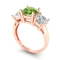 3.25ct round cut green natural peridot 18k rose gold 3 stone Bridal Wedding Engagement Promise Anniversary Ring for Women size 5.25