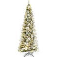 thumbnail image 2 of Patiojoy Pre-Lit Lifelike Xmas Tree 8FT Snow-Flocked Slim Christmas Tree W/ 807 Branches Tips, 2 of 10