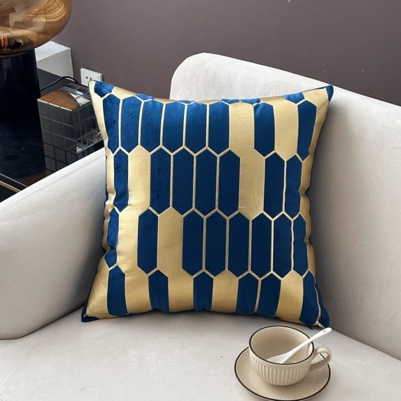 Geometric Metallic Decorative Throw 1-PACK Pillow Cover Modern Accent Cushion Cover Luxury Gold Pattern Square Pillow Case for Sofa Couch Bed Living Room Bedroom Home Decor Cover Only