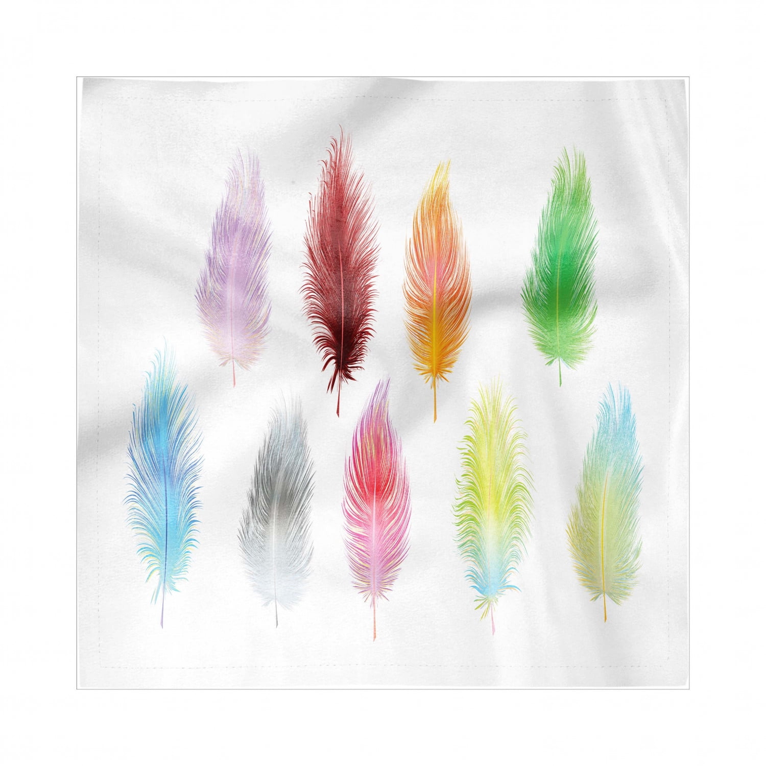 Feather Decorative Satin Napkins Set of 4, Bohemian Collaboration of  Colorful Fluff on a Plain Background Plumage Art Print, Square Fabric Party  & Dinner Napkin, 12