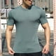 thumbnail image 4 of Blusas y camisas de manga corta y cuello redondo para hombre, blusas informales de verano de color liso con cuello redondo, manga corta y transpirables, blusas de poliéster para hombre., 4 of 8