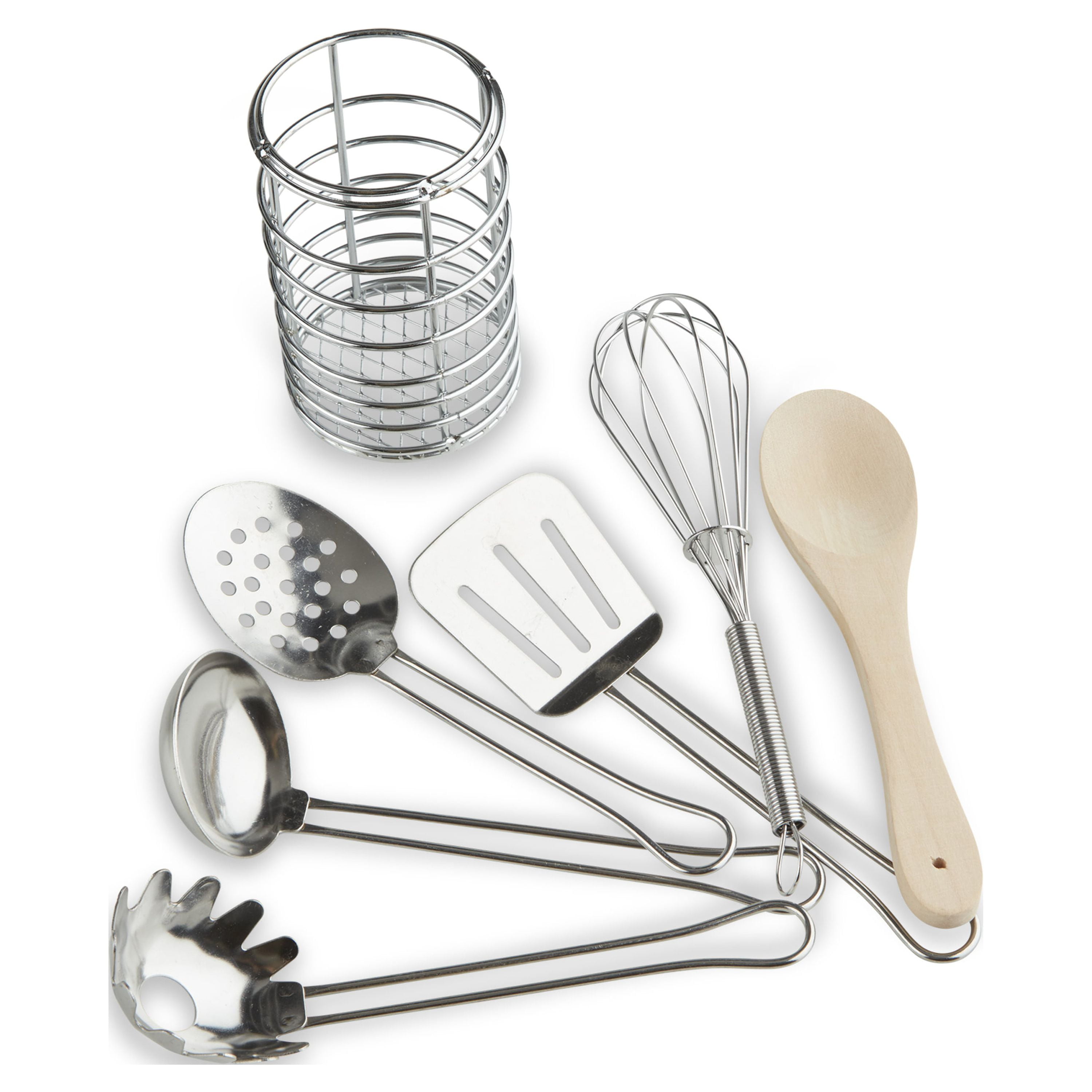 Melissa & Doug Stir and Serve Cooking Utensils (7 pcs) - Stainless