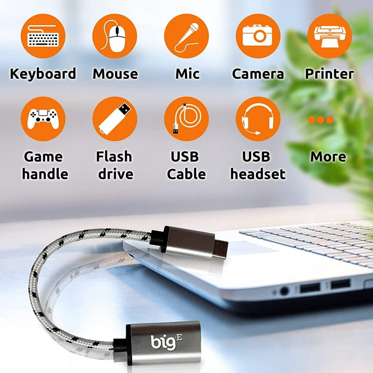 USB C to USB A Female (2 Pack) OTG Adapter Compatible with