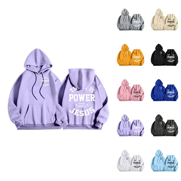 Christian Hoodies for Men 2025 There Is Power In The Name Of Jesus Hoodie Hooded Sweatshirt with Pockets Pullover