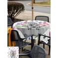 thumbnail image 5 of Outdoor Tablecloths with Umbrella Hole & Zipper, Pink Flowers Yak 54x54 Inch Square Tablecloths, Vintage Spring Floral Bathtub Watercolor Waterproof Table Cloth, Patio/Pool/Picnic Table Covers, 5 of 8
