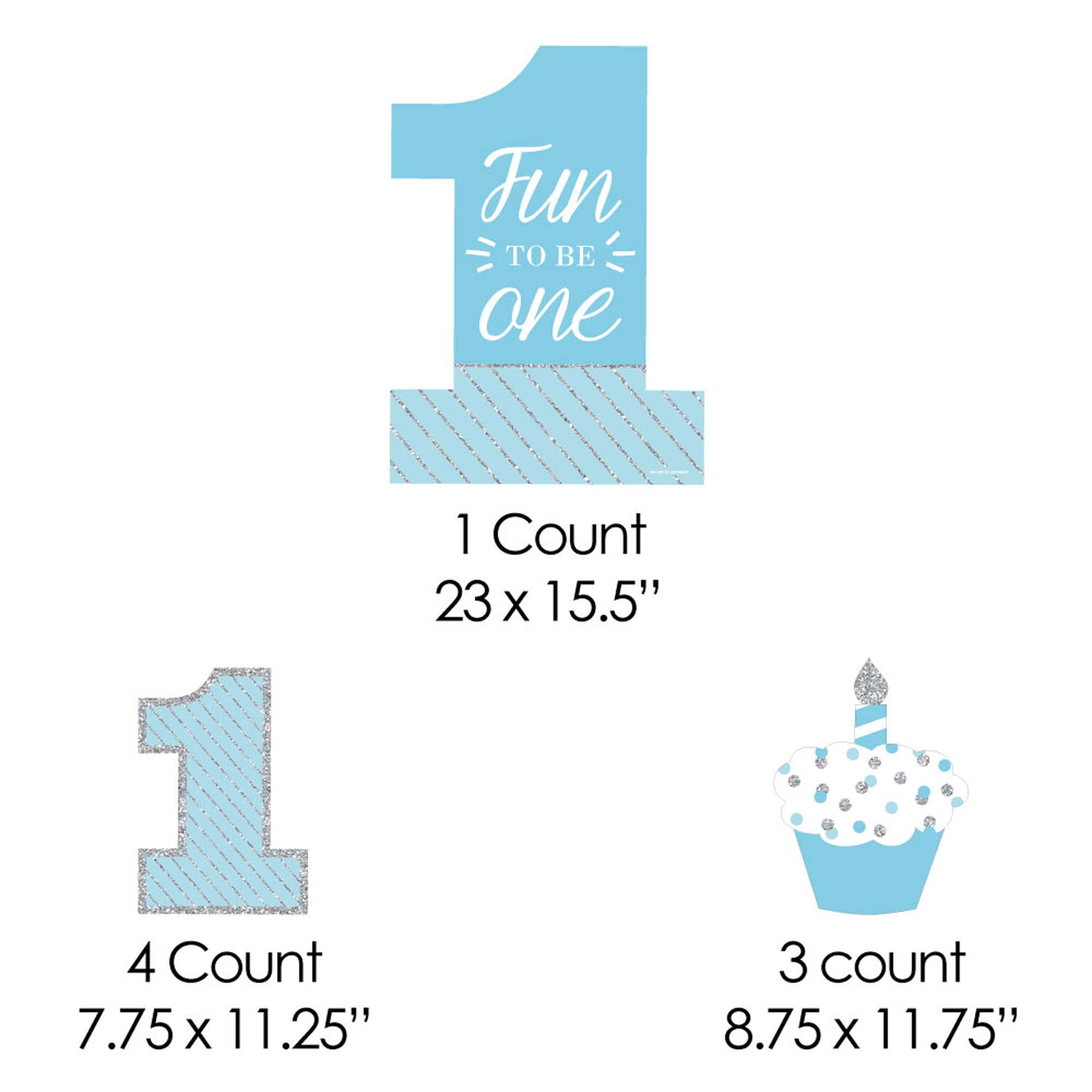 Big Dot of Happiness 1st Birthday Boy - Fun to be One - Yard Sign & Outdoor Lawn Decorations - First Happy Birthday Party Yard Signs - Set of 8