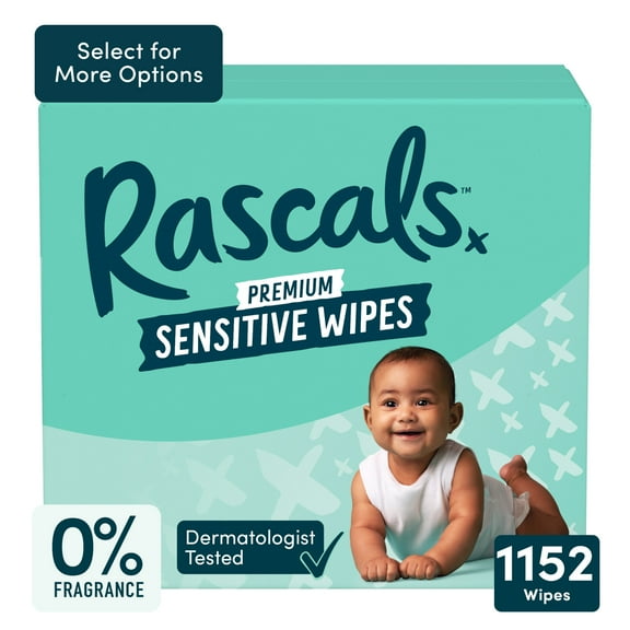 Rascals Premium Sensitive Alcohol Free Baby Wipes, 1152 Count