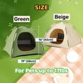 thumbnail image 3 of No Assembly Required Cat Tent Portable Outdoor/Indoor Cooling Cats Cave Bed Lightweight for Indoor Cats and Small Dogs with Cool Mat Summer Cat House Large 19x19x16 in (Beige), 3 of 5