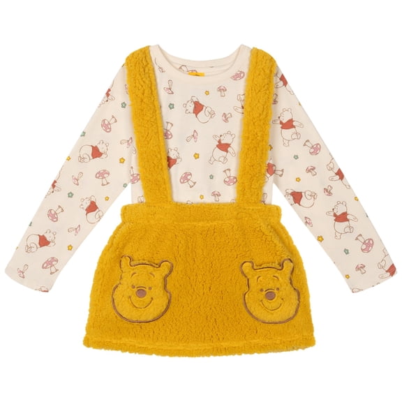 Disney Winnie the Pooh Toddler Girls' 2-Piece Tee and Suspender Skirt Set Gold