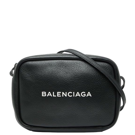 Pre-Owned Balenciaga logo shoulder bag in black leather for women. (Good)