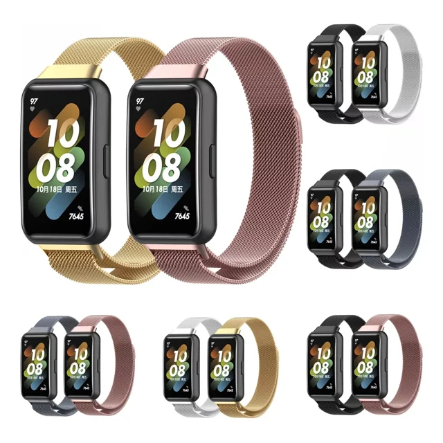 2 Piezas Correas Metal Compatible Con Huawei Band 7 Premium