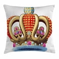 thumbnail image 1 of King Throw Pillow Cushion Cover, Royal Family Crown with Gems Stones Jewels Seemed Image for Sovereign Print, Decorative Square Accent Pillow Case, 18 X 18 Inches, Red Blue and Golden, by Ambesonne, 1 of 2