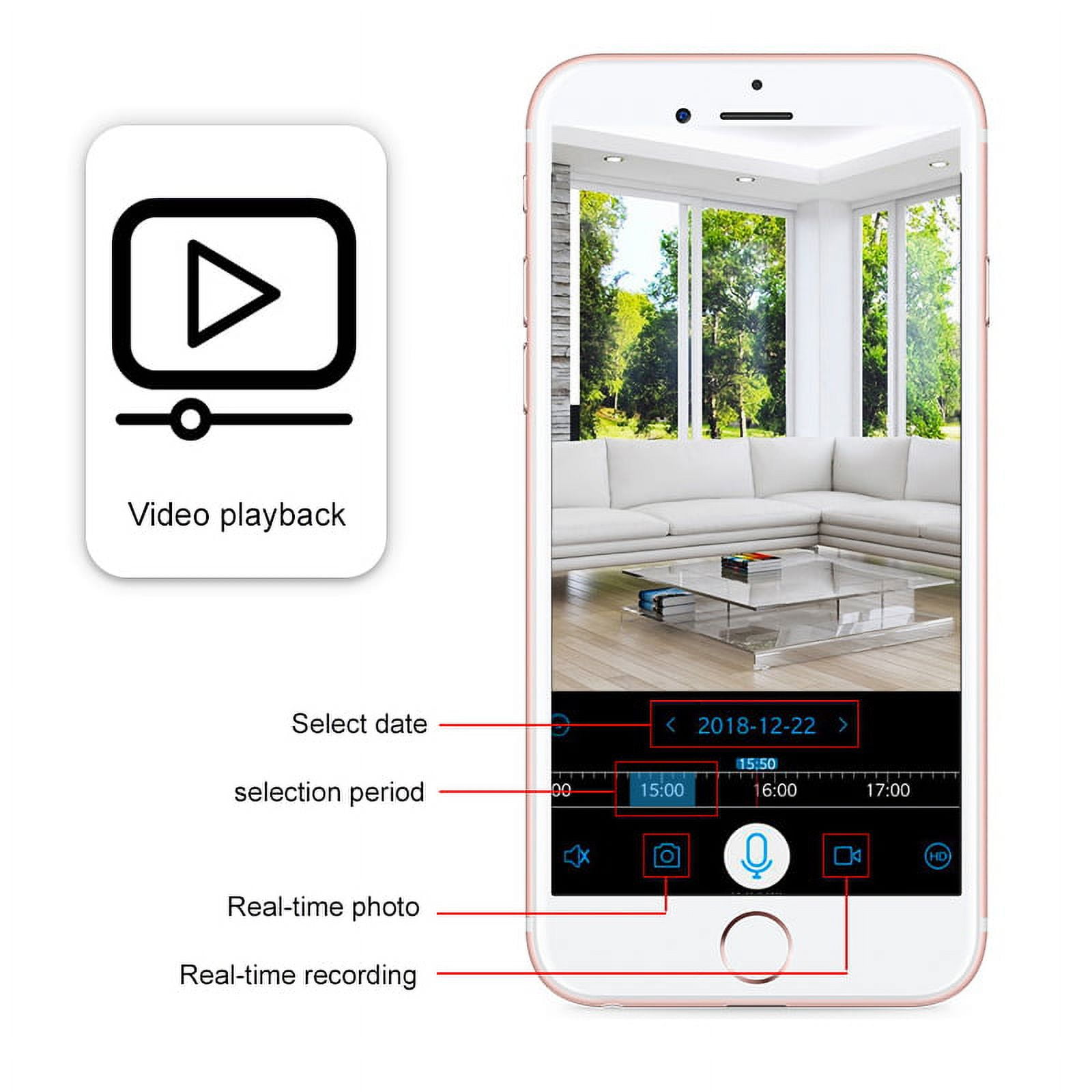 EIMELI Wireless Camera, 1080P HD WiFi Pet Camera Baby Monitor, Pan/Tilt/Zoom IP Camera for Elder/Nanny Security Cam Night Vision Motion Detection 2-Way Audio Cloud Service Available Webcam White