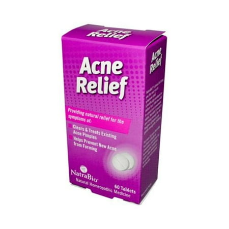NatraBio Acne Relief 60 Tablets Enjoy NatraBio Acne Relief - 60 Tablets every day at these amazing prices! NatraBio Acne Relief Description: Providing the natural relief for the symptoms of: Clears and Treats Existing Acne Pimples Helps Prevent New Acne from Forming NatraBio is proud to bring you the next era in symptom relief. Scientifically developed to deliver fast  effective relief in a quick and convenient tablet  Natrabio products are strong enough for the toughest symptoms yet gentle enough for children. For over 20 years Natrabio has been a leader in innovation and science for homeopathic medicines with a deep dedication to quality and customer satisfaction. Acne Relief Advanced formulations All Natural ingredients No drowsiness Non-habit forming Fast  effective symptom relief Convenient quick dissolve tablets Disclaimer These statements have not been evaluated by the FDA. These products are not intended to diagnose  treat  cure  or prevent any disease. Product characteristics include: Belladonna 6x  Ledum Paustre 6x  Sulphur 6x  12x  30x  Graphites 10x  20x  30x  Bromium 12x  Hepar Sulphuris Calcareum 12x  Kali Bromatum 12x  Selenium 12x  Natrum Muriaticum 30x. InCellulose  Croscarmellose Sodium  Dextrose  Lactose  Magnesium Stearate. (Please note: Description is informational only. Always read the product label before use and check with your health professional before using this product)60 TAB