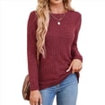 thumbnail image 3 of Camisas de Larga para Mujer, Cuello Redondo, Túnicas Casuales Rojo M, 3 of 8