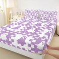 thumbnail image 4 of Manfei Checkerboard Spooky Ghost King Sheets 4pcs, Happy Halloween Bedding, Purple White,1 Fitted Sheet, 1 Flat Sheet and 2 Pillowcases, 4 of 5
